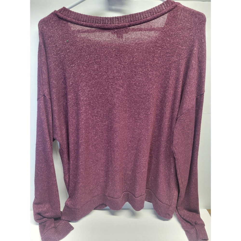 So Juniors V Neck Long Sleeve Twist Front‎ Sweater Burgundy XL - Picture 6 of 8